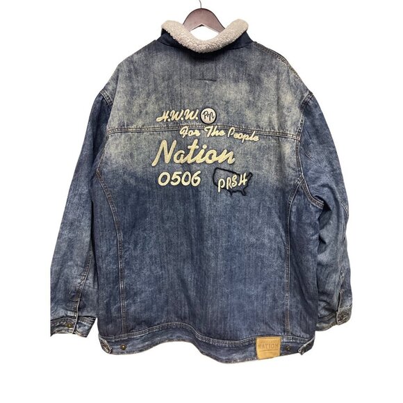 Parish Nation Men's NTN For The People Denim Jean Jacket Sherpa Lined 6X - Picture 2 of 8